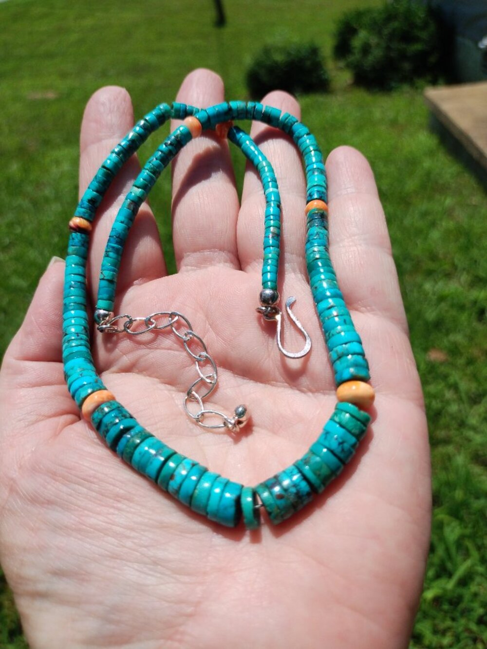 Jay King DTR Turquoise and spiny oyster necklace 925 Sterling Silver Southwester - Picture 12 of 12